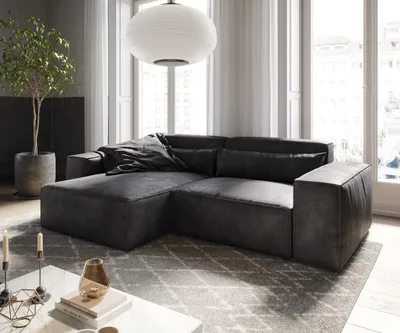 Produktbild von DELIFE Ecksofa Sirpio 230x155 cm Mikrofaser Vintage Anthrazit Recamiere variabel