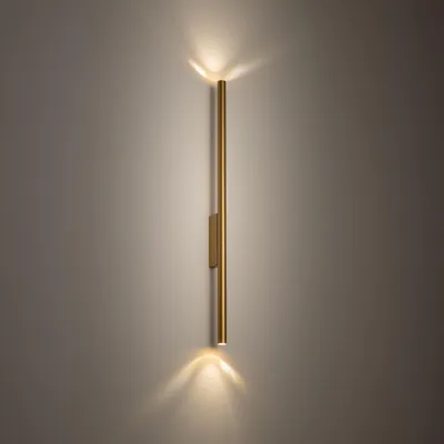 Produktbild von Wandlampe Metall G9 H: 78 cm in Gold 2-flammig länglich Modern
