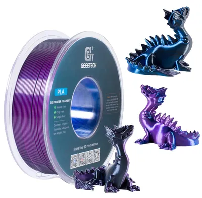 Obrázek produktu pro 3D filament, průměr 1,75 mm, biologicky rozložitelný materiál, modrá, fialová, černá