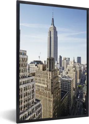 Produktbild von MuchoWow® Gerahmtes Poster New York - Empire State Building - Skyline 60x90 cm - Poster mit Schwarzem Bilderrahmen Wandposter Rahmen Foto Bilder - Kunst