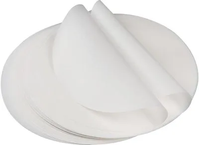 Image de Papier de cuisson antiadhésif rond, Ø 26 cm, blanc, pour barbecue, cuisson au four et friteuse à air chaud