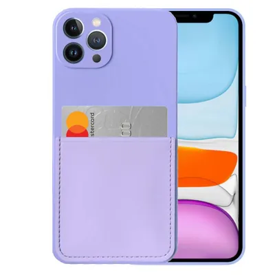 Obrázek produktu pro Silikonové pouzdro Smartphonica pro iPhone 11 Pro s držákem na karty a měkkým vnitřkem - fialové