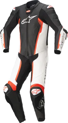 Zdjęcie produktu dla Alpinestars Missile V2 1-częściowy skórzany kombinezon Tech Air czarny / biały / czerwony-fluo 50