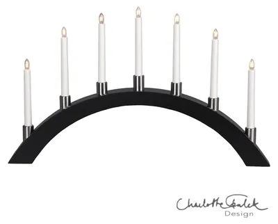 Produktbild von Best Season LED-Fensterleuchter "Tall-Bow" 7flammig Material: Holz/Metall, Farbe schwarz, ca.40x67 cm, 260-60