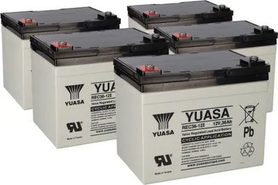 Zdjęcie produktu dla Akumulator 5x 12V 36Ah odpowiedni do e-mobilu, wózka inwalidzkiego, hulajnogi elektrycznej