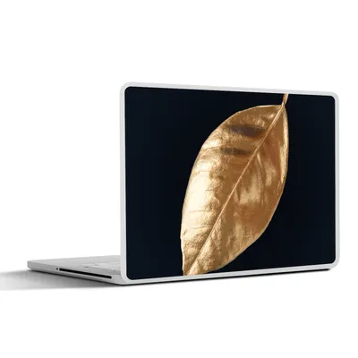 Produktbild von MuchoWow® Laptop Aufkleber Sticker Cover Blätter - Schwarz und Gold - Luxus - Natur - Pflanzen 31x22.5 cm - Laptop-Deko