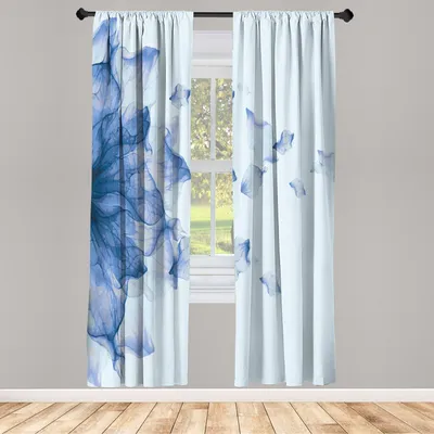 Produktbild von ABAKUHAUS Blume Vorhänge 2 Panel Set für Wohnzimmer Schlafzimmer Nachbildung, Abstrakt Themed Modern Futuristisches Bild Mit Wasser Wie Farbigen Grafik Druck, 150 cm x 245 cm, Azure Blau