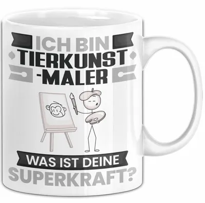 Produktbild von Tierkunst-Maler Tasse Geschenk für Tierkunst-Maler Geburtstag Lustiger Spruch Kaffee-Becher Was Ist Deine Superkraft (Weiß)