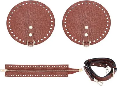 Productafbeelding van Handtas set - 12 cm ronde tassen - Polyurethanleer - Voor DIY schouder tote rug maken - m-winkel