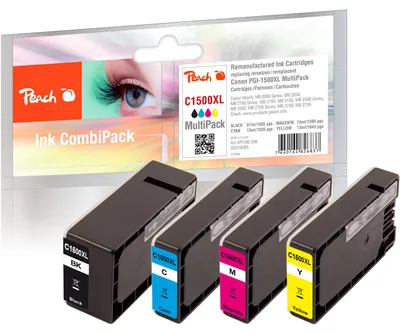 Produktbild von Peach 319385, Hohe (XL-) Ausbeute, Schwarz, Cyan, Magenta, Gelb, 37 ml, 13 ml, 4 Stück(e), Multipack