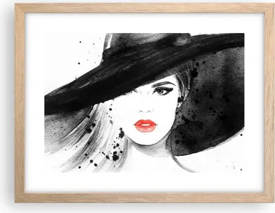 Produktbild von Gerahmtes Poster - Rahmen in heller Eiche - Frau Gesicht Lippen - 40x30 cm - Wand Bild - Wanddeko - Wandbilder - Wandposter - Bilderrahmen - Bilder - Kunstdruck - Wandbild - P2NAA40x30-3916