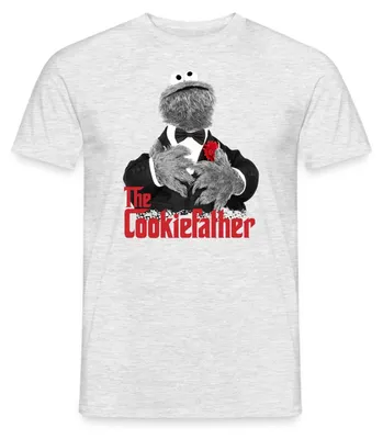 Produktbild von Spreadshirt Sesamstraße Krümelmonster The Cookiefather Männer T-Shirt, M, Grau meliert