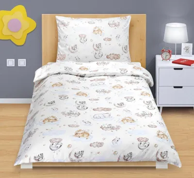 Produktbild von Junior Baumwolllaken - Weiß,Beige,Blau - 140x200, 70x90