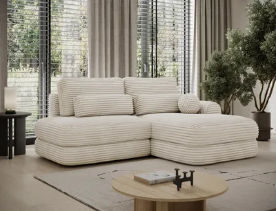 Produktbild von Ecksofa RIPELI L-Form mit Schlaffunktion & Bettkasten – Modernes 3-Sitzer Sofa, Wellenfederung, 217 × 175 cm – Modullo 18, Beige, Ottomane Rechts