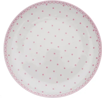 Produktbild von Tom, flacher Teller 26, rosa Tupfen, tschechisches Porzellan, Thun 1794