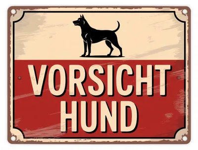 Produktbild von Vorsicht Hund Vintage Silhouette Metallschild in 15x20 cm
