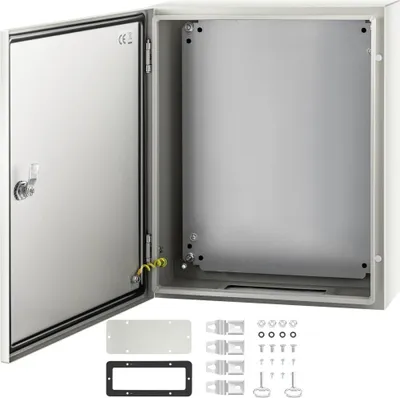 Zdjęcie produktu dla Stalowa obudowa NEMA, 50 x 40 x 15 cm - Stalowa skrzynka rozdzielcza NEMA 4X - Wodoodporna i pyłoszczelna skrzynka przyłączeniowa IP66 do użytku wewnątrz i na zewnątrz budynków z płytą montażową