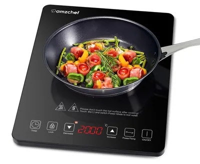 Induktionskochplatte 2000 W, 10 Stufen, Timer, schwarz