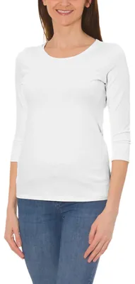 Produktbild von Alkato Damen Shirt 3/4 Arm mit Rundhals, Farbe: Weiß, Größe: M