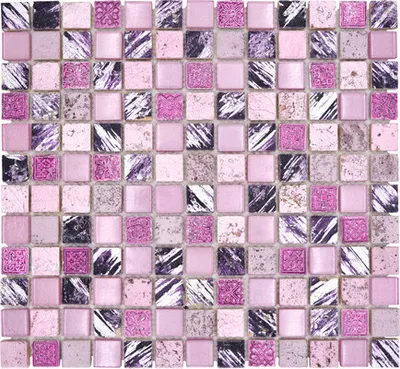 Produktbild von Glasmosaik mit Naturstein XCM CB 35 lila/pink 30x32,5 cm