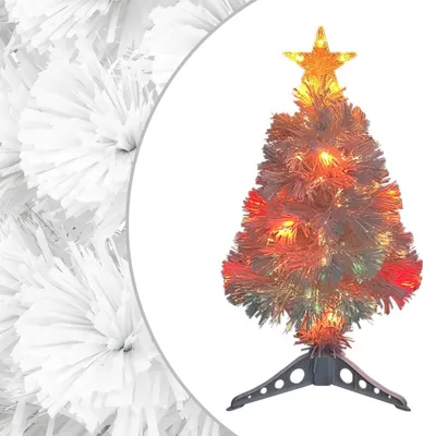 Obrázok produktu pre Maison Exclusive – Umelý vianočný stromček s osvetlením, biely, 64 cm, zo sklenených vlákien