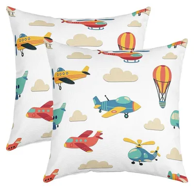 Image de Ensemble de 2 taies d'oreiller pour enfants avec motif d'avions
