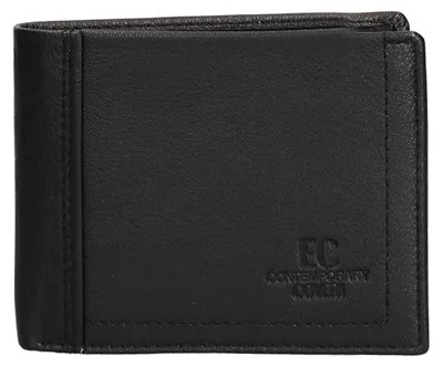 Image de Portefeuille pour hommes Coveri, en cuir véritable, noir, compact, dimensions : 12 x 10 cm