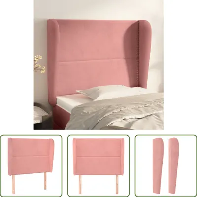 Produktbild von The Living Store Kopfteil mit Ohren Rosa 83x23x118/128 cm Samt