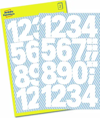 Produktbild von Avery Zweckform 3787, Zahlen-Etiketten, 85 x 160 mm, 28 Sticker / 2 Bögen, Weiß
