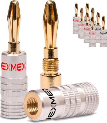 Produktbild von 10x Bananenstecker NEXMEX schraubbar vergoldet Lautsprecherkabel Stecker 4mm 24K