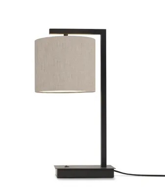 Produktbild von it's about RoMi - Tischleuchte Boston - Schwarz/Natürlich - 18x18x44cm Tischlampe - Nachttischlampe, Wohnzimmer, Schlafzimmer