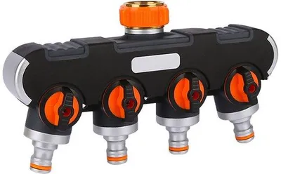 Produktbild von 4-Wege-Wasserhahn - Regulierbarer Wasserstrom - Adapterfähigkeit - Gartenbewässerung - Spritzwasserregler