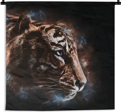 Produktbild von MuchoWow® Wandteppich Wandbehang Tiger - Tiere - Orange 150x150 cm Tapisserie Dekoration Wandtuch - Wohnaccessoires - Modernes