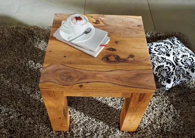 Produktbild von MASSIVMOEBEL24 Hocker Sheesham 45x45x45 braun geölt NATURE BROWN #108