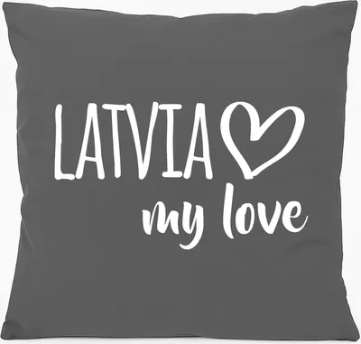 Produktbild von Huuraa Kissen Latvia my love 40x40cm mit Füllung Steel Grey Baumwolle Dekokissen Geschenkidee