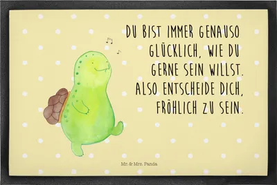 Produktbild von Mr. & Mrs. Panda Türmatte Schildkröte Pfeifen 40 x 60 cm - Gelb Pastell - Geschenk, Fussmatte, Schildkröten, Schmutzfangmatte, Outdoor-Matte, Schmutzfangteppich, fußmatte