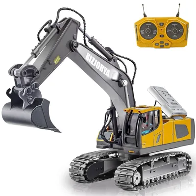 Zdjęcie produktu dla Koparka zdalnie sterowana zabawka - RC 1:20 - 2,4 GHz - Z ciężarówką, światłem i dźwiękiem