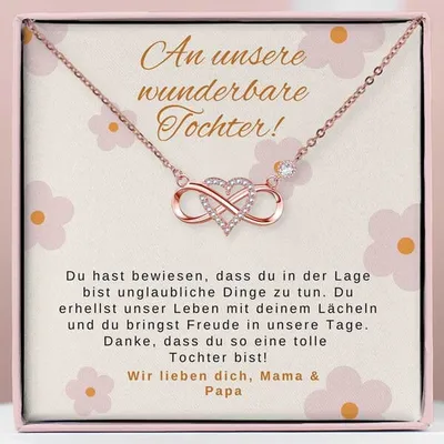 Produktbild von An unsere wunderschöne Tochter! - Halskette aus Roségold mit Zirkonia Kristallen für Damen mit Box - SIENA_LOVEHEART