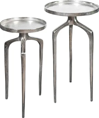 Obrázok produktu pre riess-ambiente Sada 2 príručných stolíkov ABSTRACT 60 cm strieborný kovový okrúhly stolík s ošúchaným elegantným dizajnom