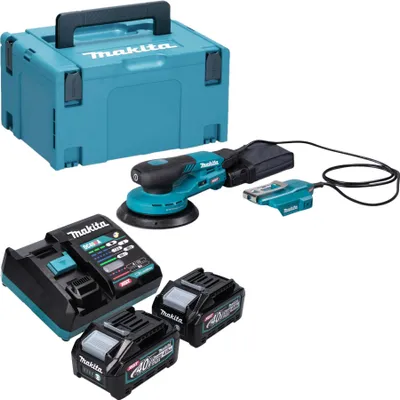 Produktbild von Makita BO 004 CGM201 Akku Exzenterschleifer 40 V max. 150 mm 3,0 mm Hub Brushless + 2x Akku 4,0 Ah + Ladegerät + Makpac