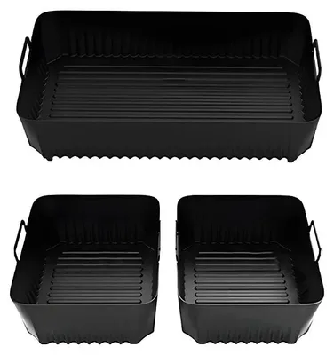 Produktbild von Silikon-Luftfritteuse-Einlage für NinjaAF500, antihaftbeschichtet, hitzebeständig, leicht zu reinigen, Kochzubehör, Luftfritteuse-Korb, Luft-Bratpfanne.Farbe:3Pcs