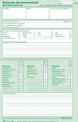 Produktbild von Wohnungsabnahmeprotokoll A4 2x2 Blatt selbstdurchschreibend Packung mit 25 Stück