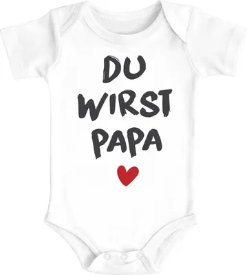 Produktbild von Baby Body mit Spruch Du wirst Papa Herz Geschenk Schwangerschaft verkünden Baumwolle MoonWorks® weiß 0-3 Monate