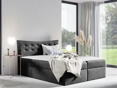 Obrázek produktu pro Hotelová dvojlůžková postel 180x200 PONCE - ocelová + topper