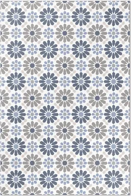 Produktbild von Pastellfarbene Blumen, zartes regelmäßiges Muster – Vinyl Fußmatte – 150x225 cm – Rutschfest, Pflegeleicht & Langlebig