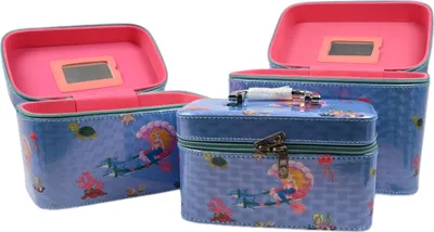 Produktbild von Kosmetikkoffer Set 3-tlg Schminkkoffer mit Spiegel & Griff - Beauty Case Organizer Reise