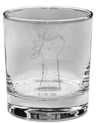 Produktbild von Mr. & Mrs. Panda Whiskyglas Lamakopf König - Transparent - Geschenk, Abi, Papa, Whiskeyglas, Old Fashioned Glas, Lamas, Lowball, Lama, Scotch, Tumbler, Vorgesetzter, Mama