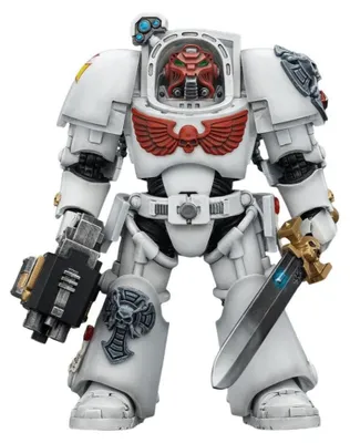 Productafbeelding van Warhammer 40.000 actiefiguur, White Scars Terminator, met powersword en stormbolter, 14 cm