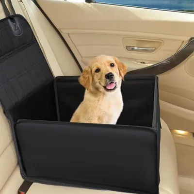 Produktbild von Hundeautositz, stabiler Hundebox für die Rückbank, wasserdicht, schwarz