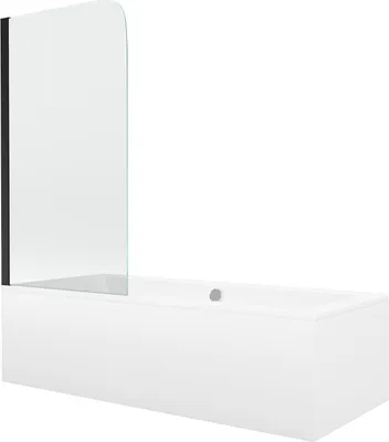 Produktbild von Mexen Cube rechteckige Badewanne 170 x 80 cm mit Verkleidung und 1-flügeliger Duschwand 70 cm, transparent, schwarz - 550517080?